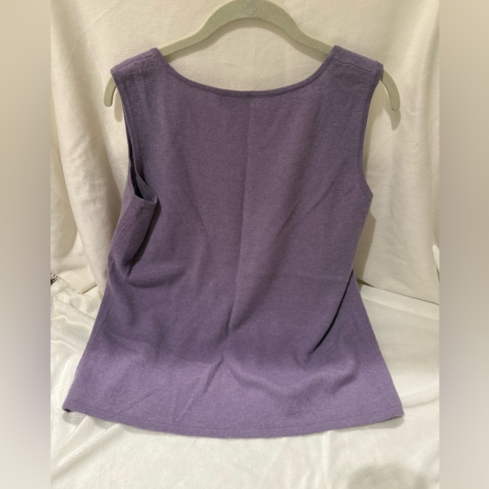 100% Cashmere Purple Tank Top - Picture 3 of 3